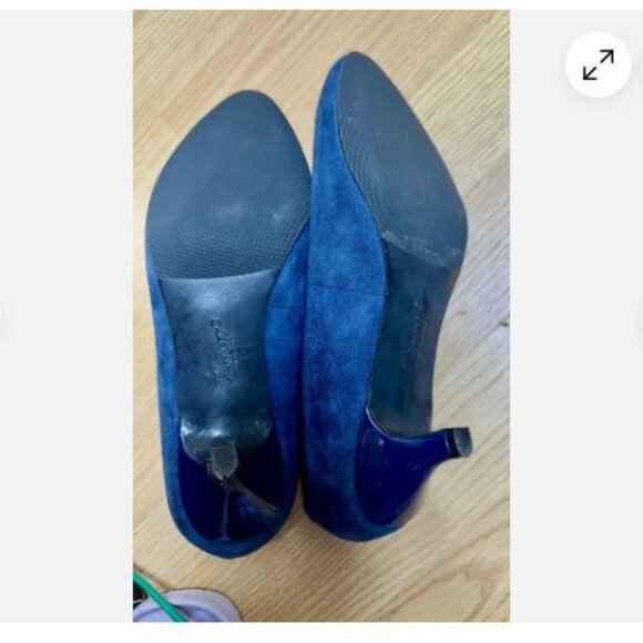 TROTTERS BLUE SUEDE KITTEN HEEL CUSHIONED Comfort PUMPS 7.5 M Shoes - Picture 6 of 7